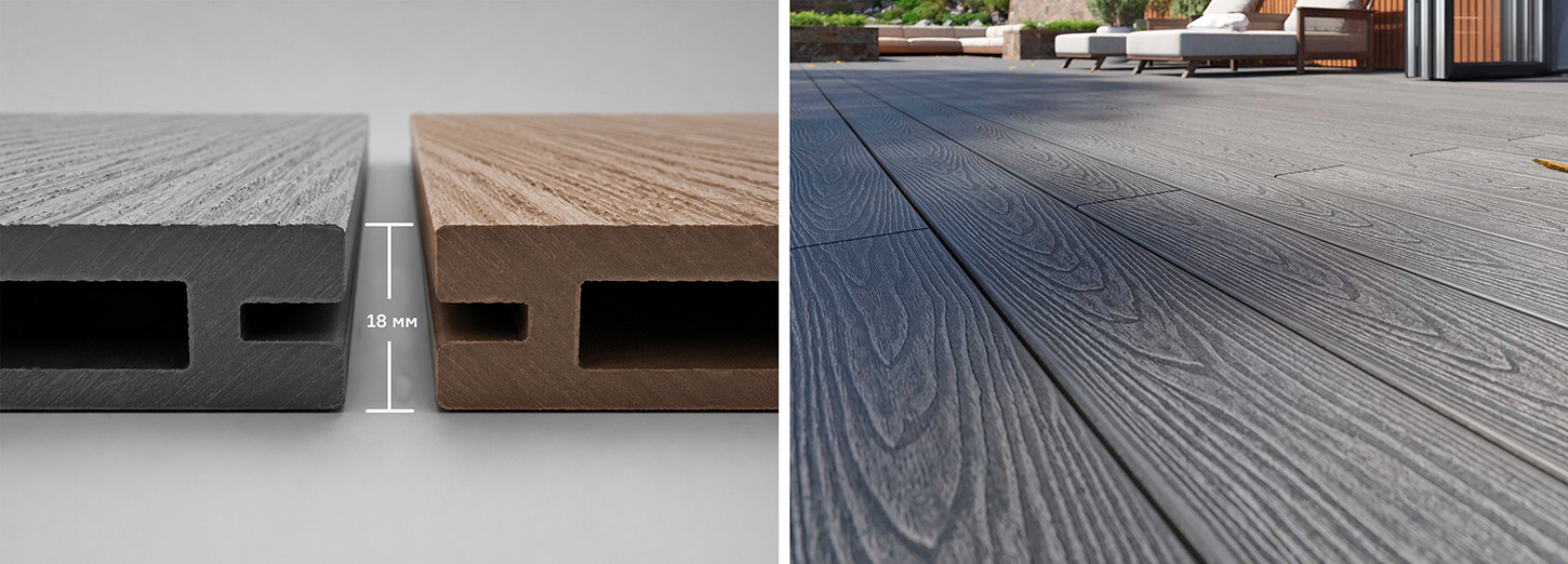 Террасная доска МПК Ecoline decking 18 мм