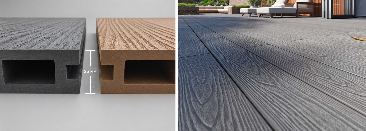 Террасная доска МПК Ecoline decking 25 мм