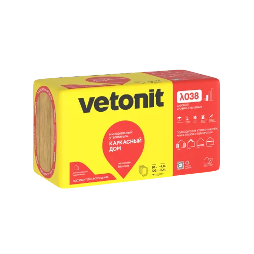 Утеплитель Vetonit Каркасный Дом 1000x600, 50мм (4.8м2 / 0.24м3)