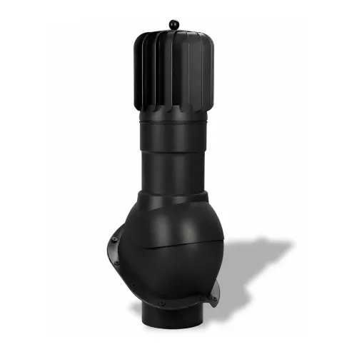 Вентиляционный выход Wirplast TP-53, D150 роторный неизол. для металлочерепицы RAL 9005, черный
